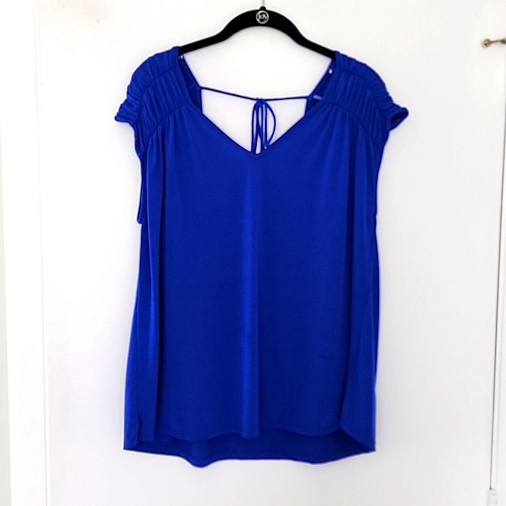 Dear Scarlett Ruffled sleeve Deep blue top